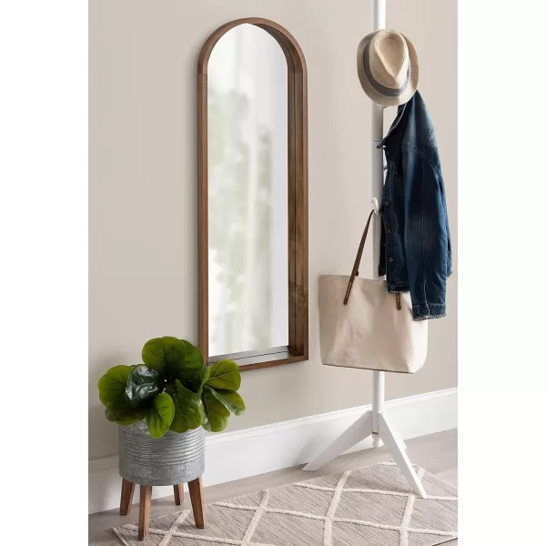 imageKate and Laurel Hutton MidCentury Modern Farmhouse Arch Mirror 24quot x 36quot Walnut Brown FinishRustic Brown