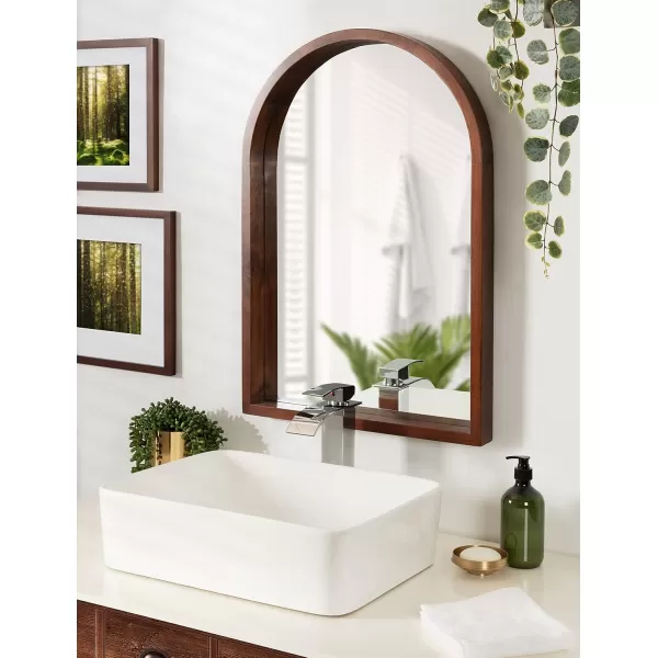 imageKate and Laurel Hutton MidCentury Modern Farmhouse Arch Mirror 24quot x 36quot Walnut Brown FinishWalnut Brown