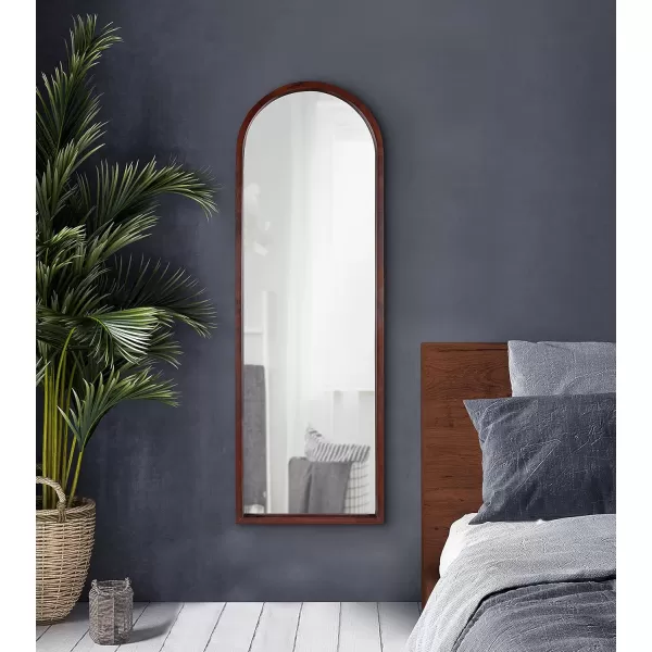 imageKate and Laurel Hutton MidCentury Modern Farmhouse Arch Mirror 24quot x 36quot Walnut Brown FinishWalnut Brown