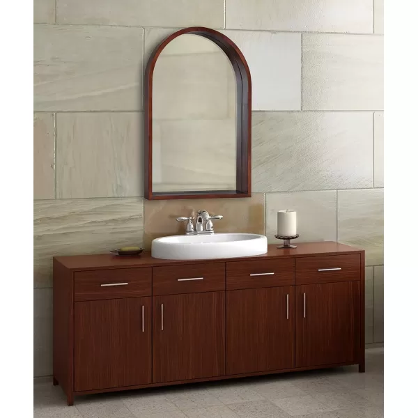 imageKate and Laurel Hutton MidCentury Modern Farmhouse Arch Mirror 24quot x 36quot Walnut Brown FinishWalnut Brown