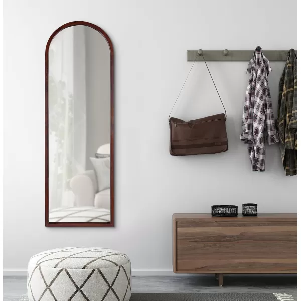 imageKate and Laurel Hutton MidCentury Modern Farmhouse Arch Mirror 24quot x 36quot Walnut Brown FinishWalnut Brown