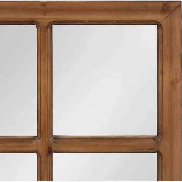 imageKate and Laurel Jackson Casual Farmhouse Solid Wood 10 Windowpane Mirror with Distressed Black Metal Shelf 40x18 Rustic CaramelBrownBlack