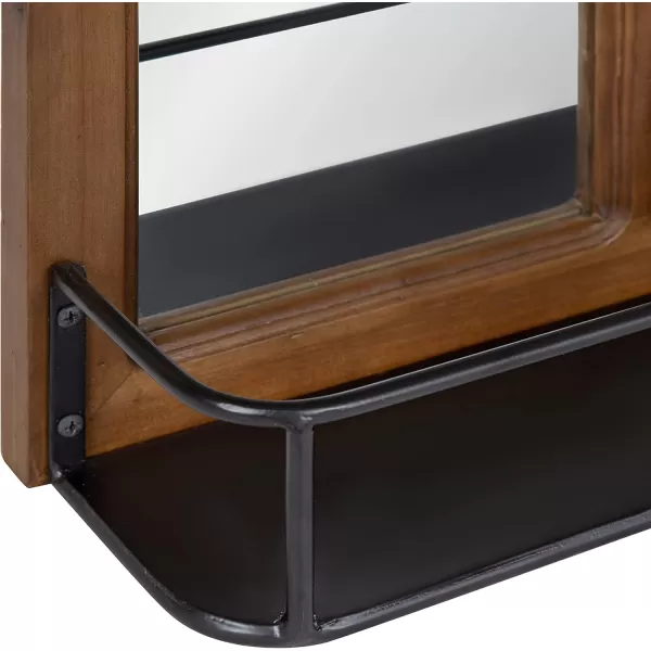 imageKate and Laurel Jackson Casual Farmhouse Solid Wood 10 Windowpane Mirror with Distressed Black Metal Shelf 40x18 Rustic CaramelBrownBlack