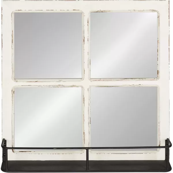 imageKate and Laurel Jackson Casual Farmhouse Solid Wood 10 Windowpane Mirror with Distressed Black Metal Shelf 40x18 Rustic CaramelWhite