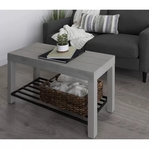 Kate and Laurel Jeran Rustic Farmhouse Bench with Iron Shoe Shelf 36quot x 14quot x 20quot Gray Chic Entry Bench for Decor or Storage