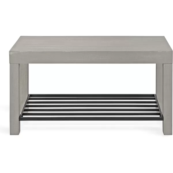 Kate and Laurel Jeran Rustic Farmhouse Bench with Iron Shoe Shelf 36quot x 14quot x 20quot Gray Chic Entry Bench for Decor or Storage