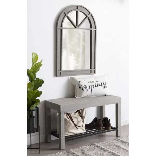 Kate and Laurel Jeran Rustic Farmhouse Bench with Iron Shoe Shelf 36quot x 14quot x 20quot Gray Chic Entry Bench for Decor or Storage
