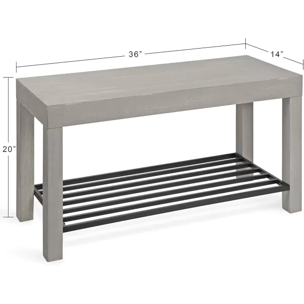 Kate and Laurel Jeran Rustic Farmhouse Bench with Iron Shoe Shelf 36quot x 14quot x 20quot Gray Chic Entry Bench for Decor or Storage