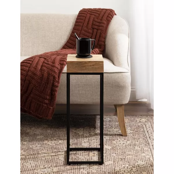 Kate and Laurel Karlsen Modern Wood and Metal Narrow Side Table 16 x 8 x 24 Black Minimal Slim End Table for Use as Bedroom Nightstand or Accent Entryway TableNaturalBlack