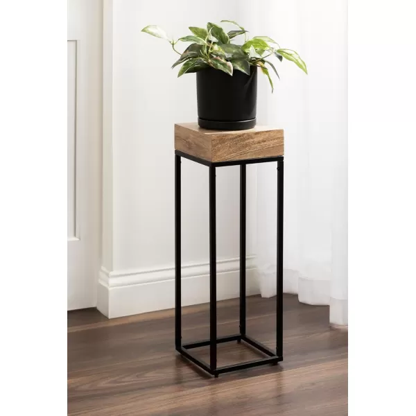 Kate and Laurel Karlsen Modern Wood and Metal Narrow Side Table 16 x 8 x 24 Black Minimal Slim End Table for Use as Bedroom Nightstand or Accent Entryway TableNaturalBlack