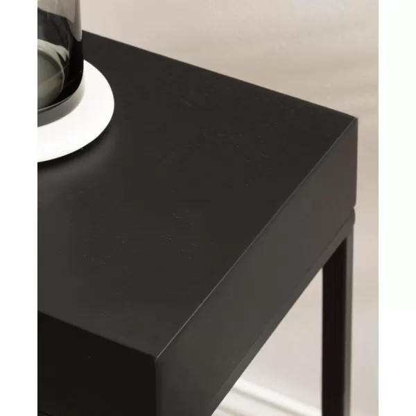 Kate and Laurel Karlsen Modern Wood and Metal Narrow Side Table 16 x 8 x 24 Black Minimal Slim End Table for Use as Bedroom Nightstand or Accent Entryway TableBlack