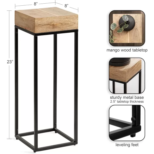 Kate and Laurel Karlsen Modern Wood and Metal Narrow Side Table 16 x 8 x 24 Black Minimal Slim End Table for Use as Bedroom Nightstand or Accent Entryway TableNaturalBlack