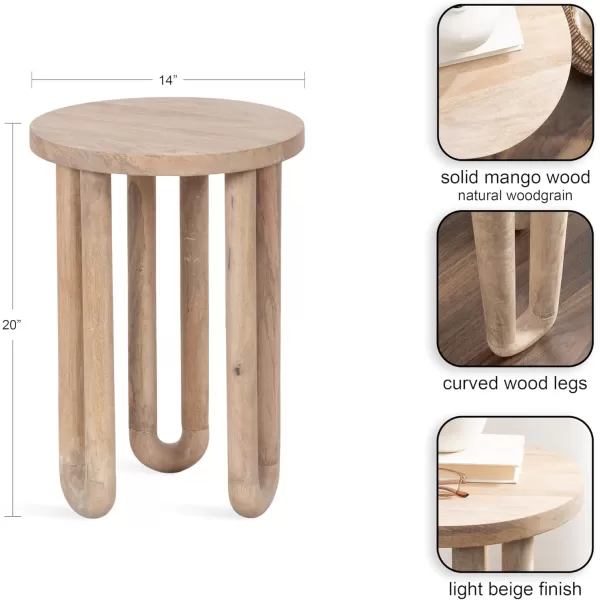 Kate and Laurel Kenzo Modern Wooden Round Side Table 14 x 14 x 20 Light Natural Transitional Wood End Table for Use as Bedroom Nightstand or Living Room Accent TableNatural