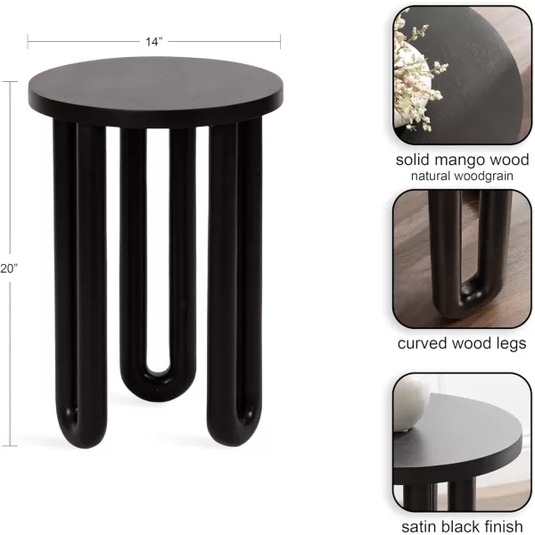 Kate and Laurel Kenzo Modern Wooden Round Side Table 14 x 14 x 20 Light Natural Transitional Wood End Table for Use as Bedroom Nightstand or Living Room Accent TableBlack