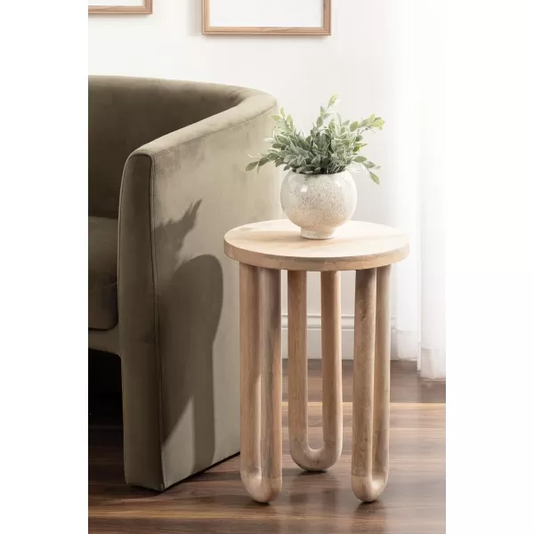 Kate and Laurel Kenzo Modern Wooden Round Side Table 14 x 14 x 20 Light Natural Transitional Wood End Table for Use as Bedroom Nightstand or Living Room Accent TableNatural