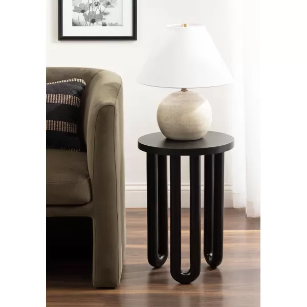 Kate and Laurel Kenzo Modern Wooden Round Side Table 14 x 14 x 20 Light Natural Transitional Wood End Table for Use as Bedroom Nightstand or Living Room Accent TableBlack