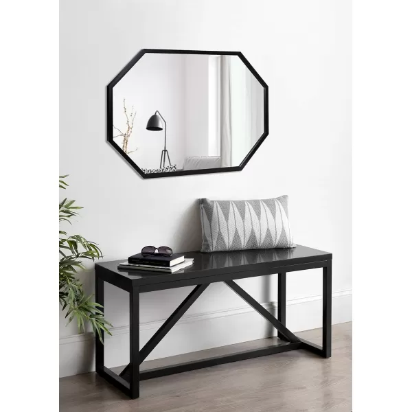 imageKate and Laurel Laverty Modern Oblong Octagon Framed Wall Mirror 24 x 36 Black Geometric Wall Decor