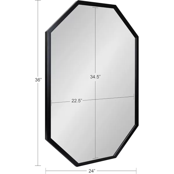 imageKate and Laurel Laverty Modern Oblong Octagon Framed Wall Mirror 24 x 36 Black Geometric Wall Decor