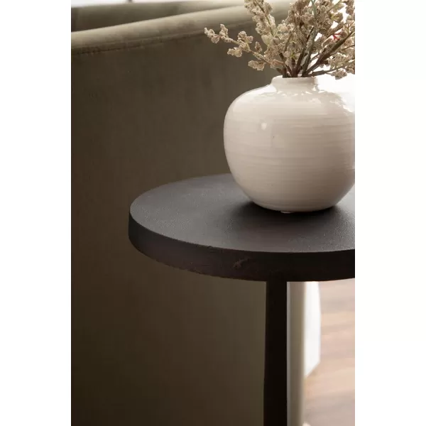 Kate and Laurel Lazaro Modern Cast Aluminum Drink Table 10 x 10 x 22 Bronze and White Marble Glam Round Pedestal Table with Marble Base for Use as Indoor Plant Stand or Small Living Room End Table