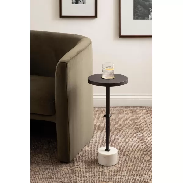Kate and Laurel Lazaro Modern Cast Aluminum Drink Table 10 x 10 x 22 Bronze and White Marble Glam Round Pedestal Table with Marble Base for Use as Indoor Plant Stand or Small Living Room End Table