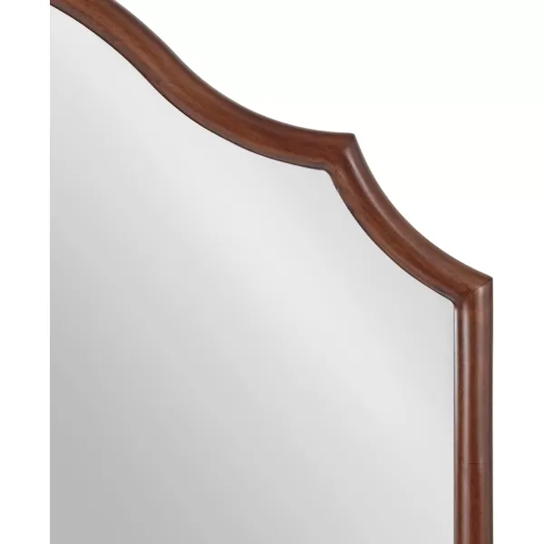 imageKate and Laurel Leanna Modern Wide Horizontal Arch Wall Mirror 32 x 28 Natural Wood Wooden Arched Bathroom Mirror with Soft Scallops for Use as Cute Nursery Mirror or Fireplace Mantel MirrorWalnut Brown