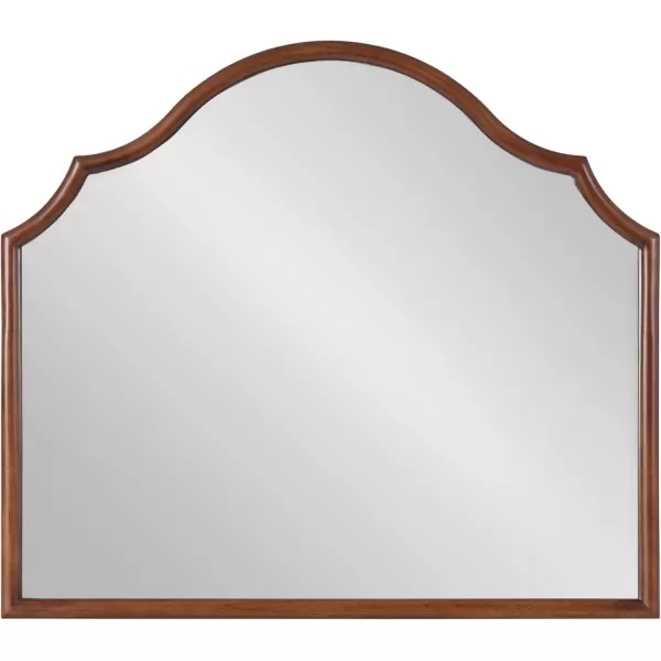 imageKate and Laurel Leanna Modern Wide Horizontal Arch Wall Mirror 32 x 28 Natural Wood Wooden Arched Bathroom Mirror with Soft Scallops for Use as Cute Nursery Mirror or Fireplace Mantel MirrorWalnut Brown