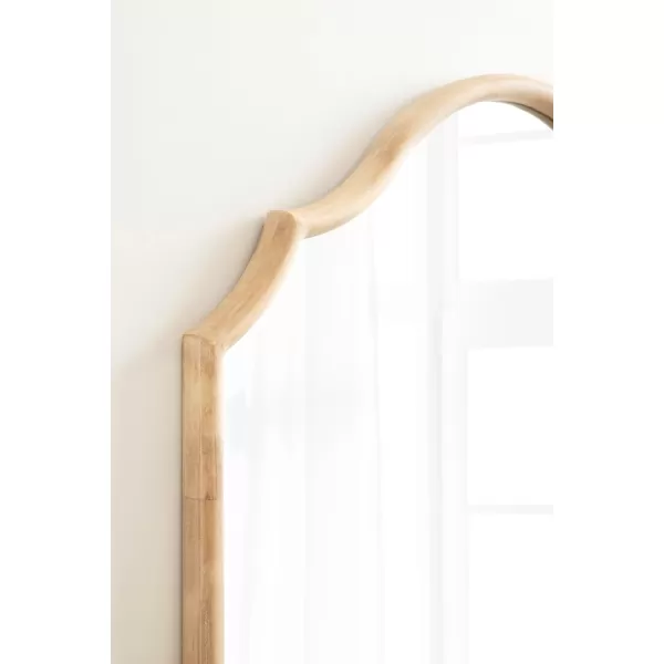imageKate and Laurel Leanna Modern Wide Horizontal Arch Wall Mirror 32 x 28 Natural Wood Wooden Arched Bathroom Mirror with Soft Scallops for Use as Cute Nursery Mirror or Fireplace Mantel MirrorNatural