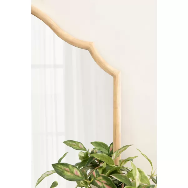 imageKate and Laurel Leanna Modern Wide Horizontal Arch Wall Mirror 32 x 28 Natural Wood Wooden Arched Bathroom Mirror with Soft Scallops for Use as Cute Nursery Mirror or Fireplace Mantel MirrorNatural