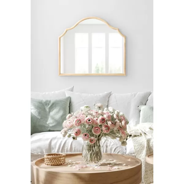 imageKate and Laurel Leanna Modern Wide Horizontal Arch Wall Mirror 32 x 28 Natural Wood Wooden Arched Bathroom Mirror with Soft Scallops for Use as Cute Nursery Mirror or Fireplace Mantel MirrorNatural