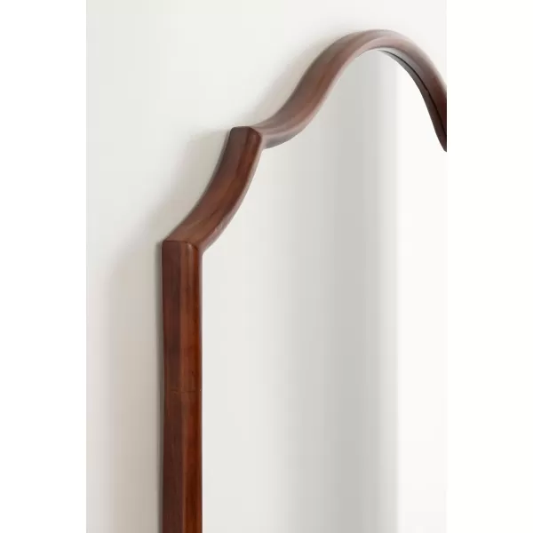imageKate and Laurel Leanna Modern Wide Horizontal Arch Wall Mirror 32 x 28 Natural Wood Wooden Arched Bathroom Mirror with Soft Scallops for Use as Cute Nursery Mirror or Fireplace Mantel MirrorWalnut Brown
