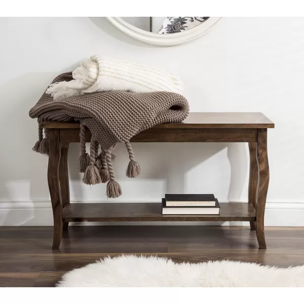 Kate and Laurel Lillian Transitional Bench 36quot x 145quot x 20quot Rustic Brown Wood Bench with Shelf for Storage and Display
