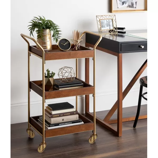Kate and Laurel Lloyd MidCentury Modern Transitional Bar Cart 23quot x 35quot Gold Functional Vintage Decor