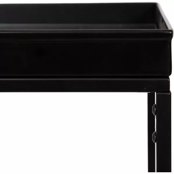 Kate and Laurel Lonsdale Modern Glass Narrow End Table 18 x 12 x 24 Clear Glass and Black Decorative Contemporary Glass and Metal Side Table for Use as Bedroom Nightstand or Living Room AccentBlack