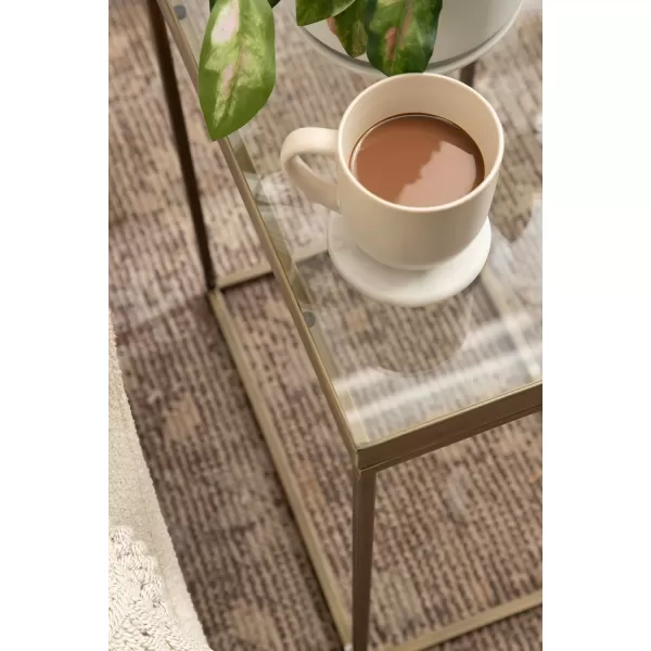 Kate and Laurel Lonsdale Modern Glass Narrow End Table 18 x 12 x 24 Clear Glass and Black Decorative Contemporary Glass and Metal Side Table for Use as Bedroom Nightstand or Living Room AccentGold