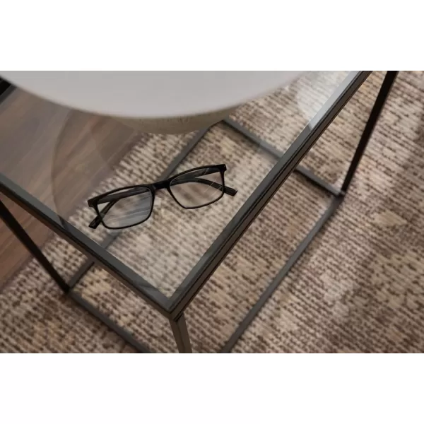 Kate and Laurel Lonsdale Modern Glass Narrow End Table 18 x 12 x 24 Clear Glass and Black Decorative Contemporary Glass and Metal Side Table for Use as Bedroom Nightstand or Living Room AccentBlack