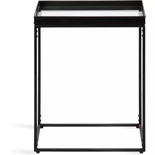 Kate and Laurel Lonsdale Modern Glass Narrow End Table 18 x 12 x 24 Clear Glass and Black Decorative Contemporary Glass and Metal Side Table for Use as Bedroom Nightstand or Living Room AccentBlack