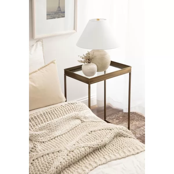 Kate and Laurel Lonsdale Modern Glass Narrow End Table 18 x 12 x 24 Clear Glass and Black Decorative Contemporary Glass and Metal Side Table for Use as Bedroom Nightstand or Living Room AccentGold