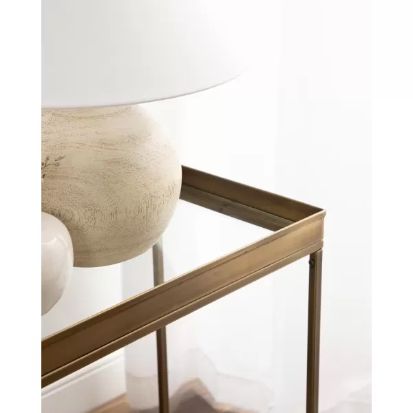 Kate and Laurel Lonsdale Modern Glass Narrow End Table 18 x 12 x 24 Clear Glass and Black Decorative Contemporary Glass and Metal Side Table for Use as Bedroom Nightstand or Living Room AccentGold
