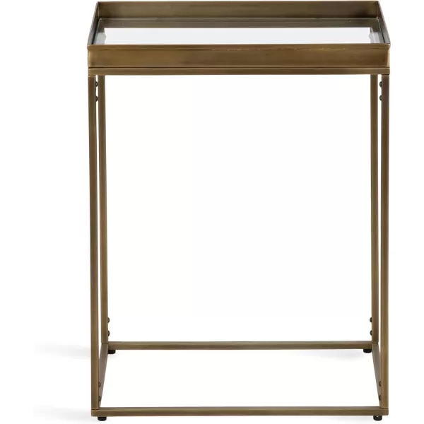 Kate and Laurel Lonsdale Modern Glass Narrow End Table 18 x 12 x 24 Clear Glass and Black Decorative Contemporary Glass and Metal Side Table for Use as Bedroom Nightstand or Living Room AccentGold
