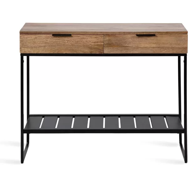 Kate and Laurel Malone Modern Wooden Console Table with Wood Shelf 36 x 13 x 31 Black Transitional Wood Entryway Table with Shelf and Drawers for Entry Storage OptionsNaturalBlack