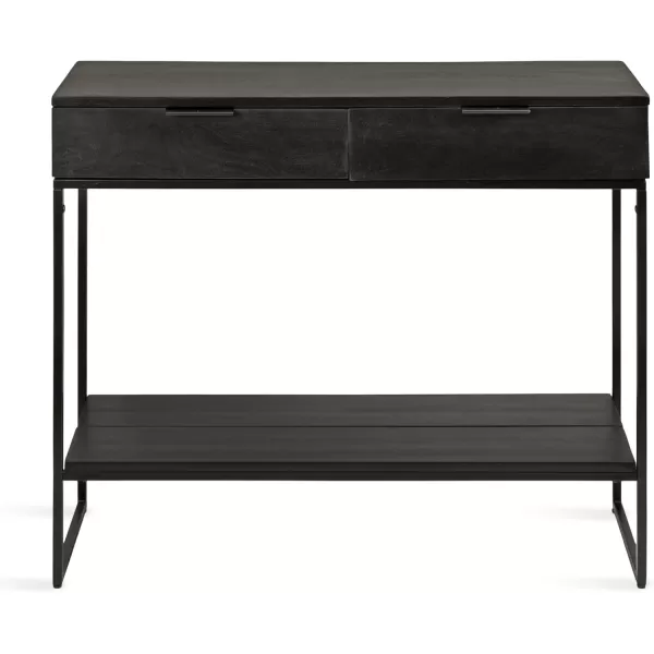 Kate and Laurel Malone Modern Wooden Console Table with Wood Shelf 36 x 13 x 31 Black Transitional Wood Entryway Table with Shelf and Drawers for Entry Storage OptionsBlack