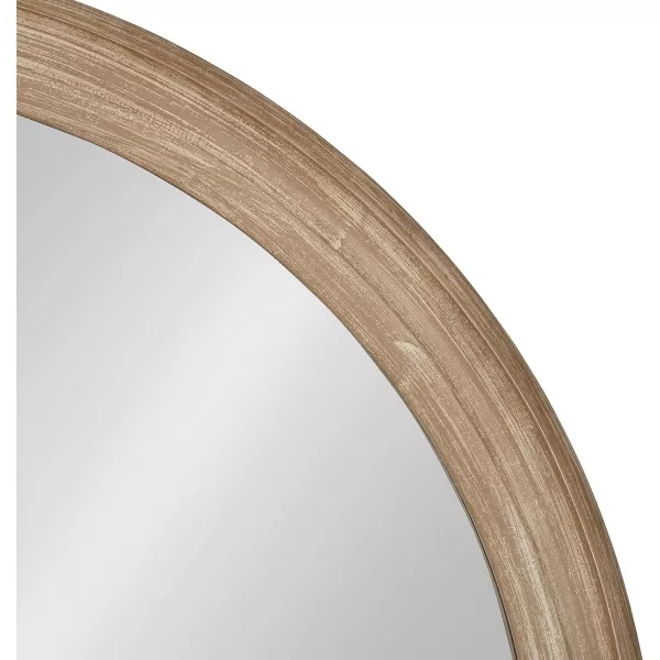 Kate and Laurel Mansell Farmhouse Wood Framed Round Wall Mirror 28 inch Diameter Rustic Brown Decorative Modern Mirror for WallBrown