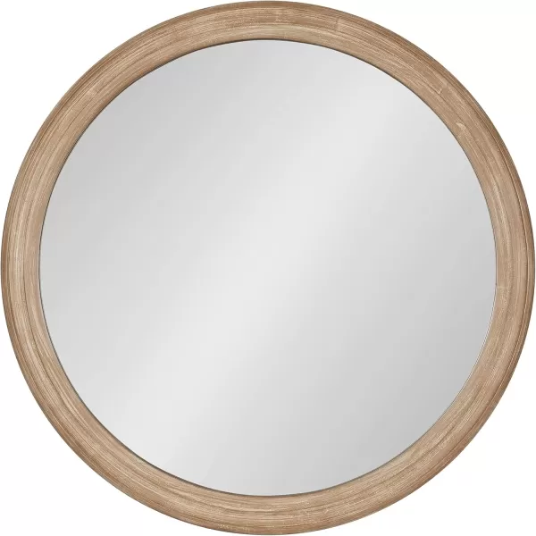 Kate and Laurel Mansell Farmhouse Wood Framed Round Wall Mirror 28 inch Diameter Rustic Brown Decorative Modern Mirror for WallBrown