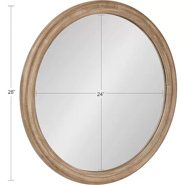 Kate and Laurel Mansell Farmhouse Wood Framed Round Wall Mirror 28 inch Diameter Rustic Brown Decorative Modern Mirror for WallBrown