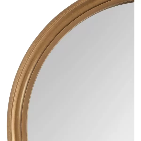 Kate and Laurel Mansell Farmhouse Wood Framed Round Wall Mirror 28 inch Diameter Rustic Brown Decorative Modern Mirror for WallGold