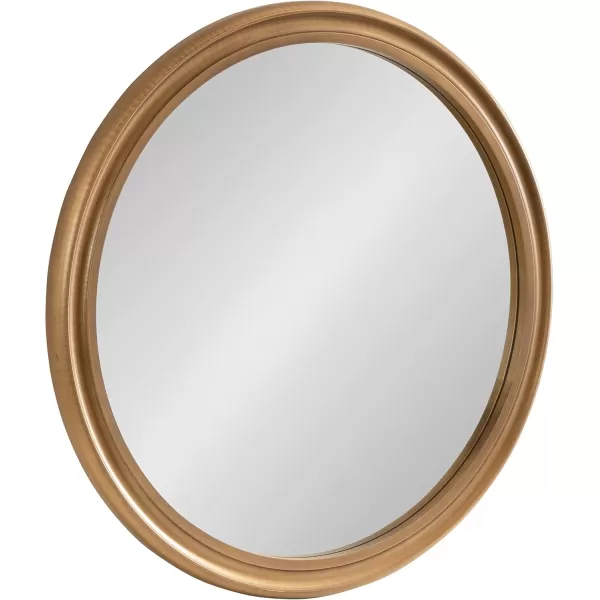 Kate and Laurel Mansell Farmhouse Wood Framed Round Wall Mirror 28 inch Diameter Rustic Brown Decorative Modern Mirror for WallGold