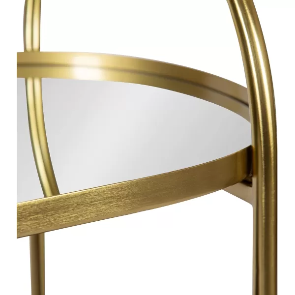 Kate and Laurel Maxfield Midcentury Modern Rolling Bar Cart 26 x 13 x 36 Walnut and Gold Decorative Glamorous Wood and Mirrored Kitchen Storage Cart with Wheels