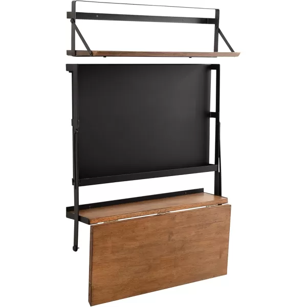 Kate and Laurel McAllister Modern Functional Floating Desk with Versatile Folding Shelf and Magnetic Chalkboard for Home Office or Homework Station 27x18x30 Rustic BrownBlack