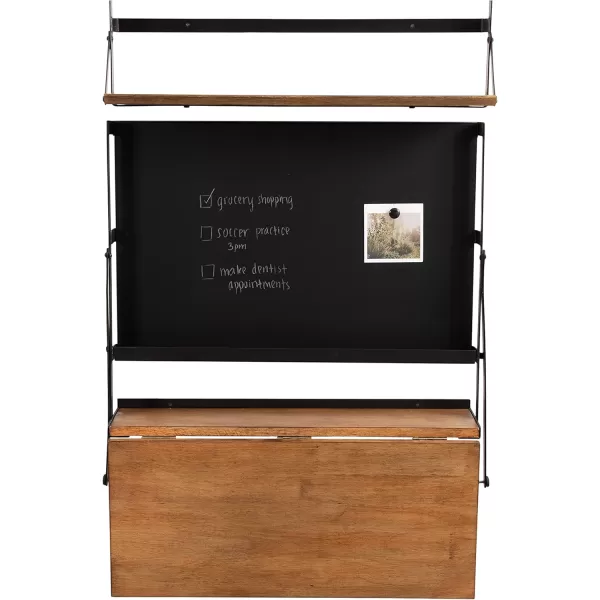 Kate and Laurel McAllister Modern Functional Floating Desk with Versatile Folding Shelf and Magnetic Chalkboard for Home Office or Homework Station 27x18x30 Rustic BrownBlack
