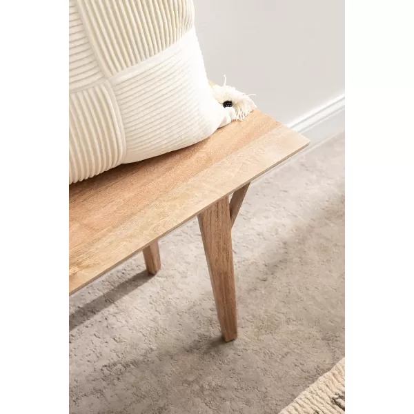 Kate and Laurel McCutcheon MidCentury Rectangle Wooden Bench 42 x 14 x 18 Natural Brown Living Room Wood Bench for Display Seating and Storage OptionsNatural
